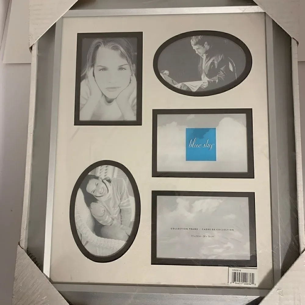 Blue Sky Collection Silver Frame Matted Photo 5 Separate 3x5 Inch Photo Opening